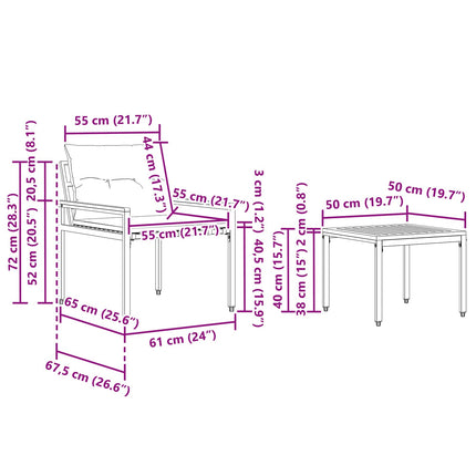 Utemöbelset 3 pcs Gräddvit konstrotting