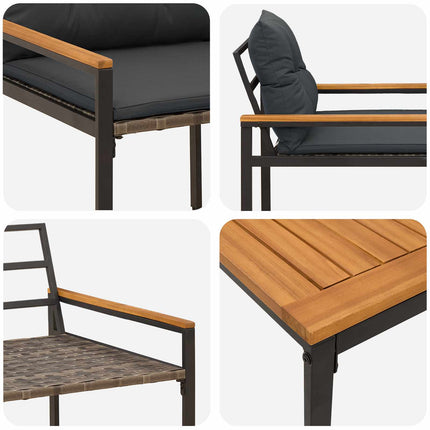 Utemöbelset 3 pcs Mörkgrå konstrotting