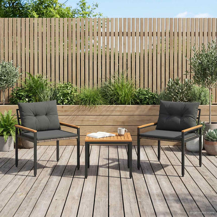Utemöbelset 3 pcs Mörkgrå konstrotting