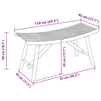 Trädgårdsbänk 110 x 45 x 50 cm Bambus Naturfärg Rektangulär