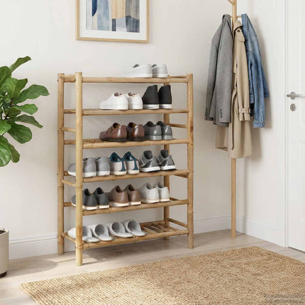 Skoställ med hylla med lagring Naturfärg 68 x 28 x 96 cm Bambus