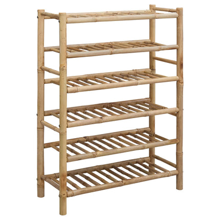 Skoställ med hylla med lagring Naturfärg 68 x 28 x 96 cm Bambus