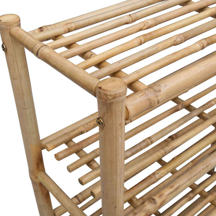 Skoställ med hylla med lagring Naturfärg 88 x 27 x 80 cm Bambus