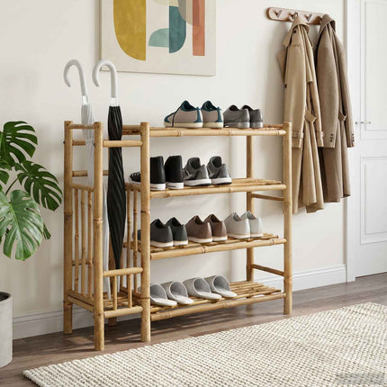 Skoställ med hylla med lagring Naturfärg 88 x 27 x 80 cm Bambus