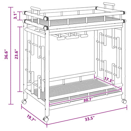 Vinvagn med hjul Naturfärg 85 x 50 x 93 cm Bambus