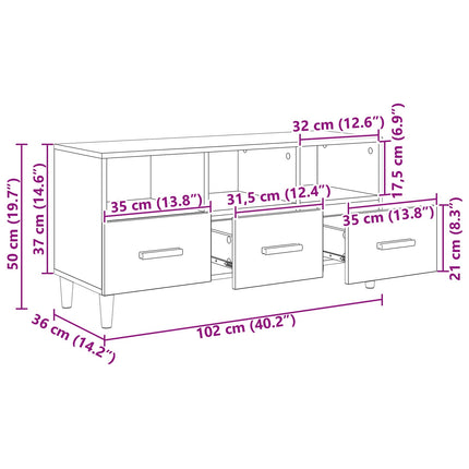 TV-skåp 102 x 36 x 50 cm Gammalt trä Konstruerat trä