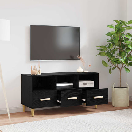 TV-skåp med låda Svart Ek 102 x 36 x 50 cm Konstruerat trä