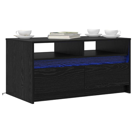 Kaffeebord med låda Svart Ek 90 x 50 x 45 cm Konstruerat trä