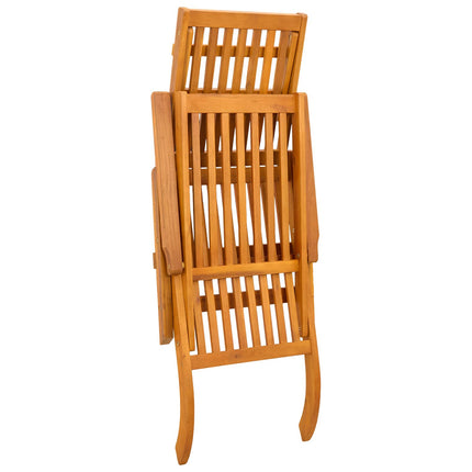 Reclining och Fällbar Solstol 2 pcs Gräddvit Massivt Akaciaträ