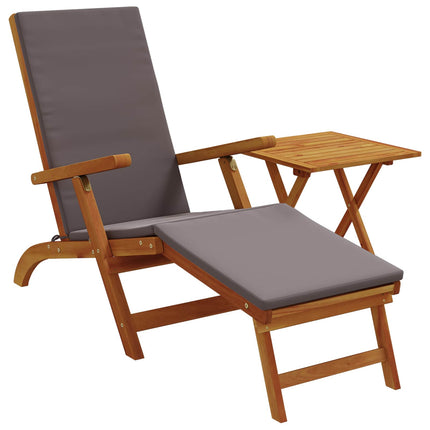 Reclining och Fällbar Solstol 2 pcs Mörkgrå Massivt Akaciaträ