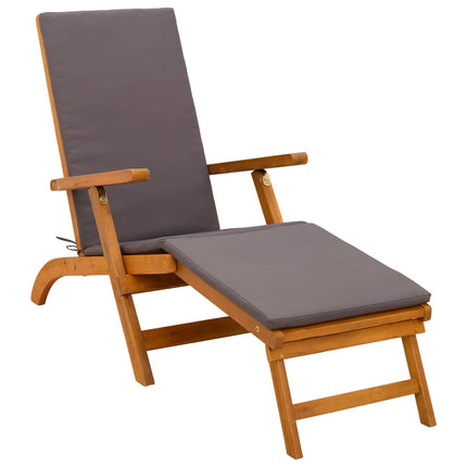 Reclining och Fällbar Solstol 2 pcs Mörkgrå Massivt Akaciaträ