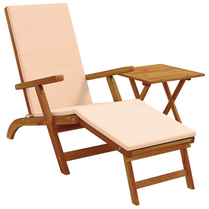 Reclining och Fällbar Solstol 2 pcs Beige Massivt Akaciaträ