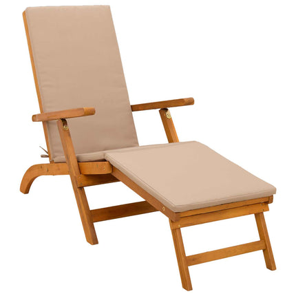 Reclining och Fällbar Solstol 2 pcs Taupe Massivt Akaciaträ