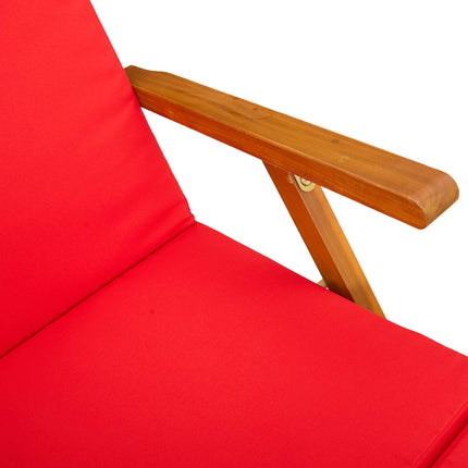 Reclining och Fällbar Solstol 2 pcs Röd Massivt Akaciaträ