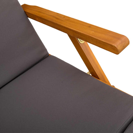 Reclining och Fällbar Solstol 3 pcs Mörkgrå Massivt Akaciaträ