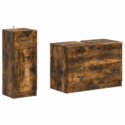 2-delat Badrumsskåpsset UTRECHT Rökt ek Konstruerat trä