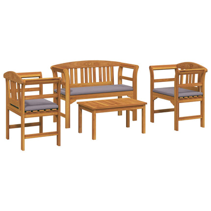 Trädgårdsros loungeset med kudde 4 pcs Massivt Akaciaträ