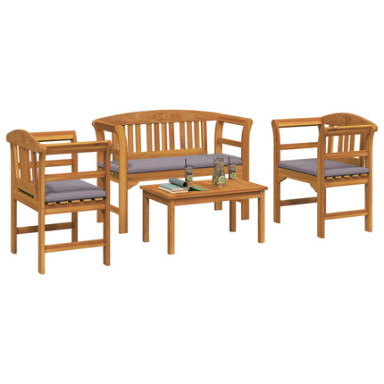 Trädgårdsros loungeset med kudde 4 pcs Massivt Akaciaträ