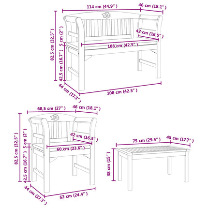 Trädgårdsros loungeset med kudde 4 pcs Massivt Akaciaträ