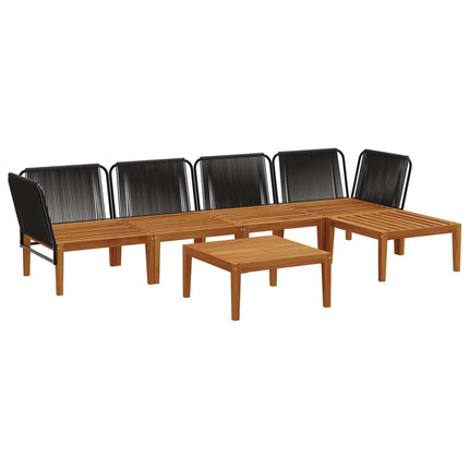 6 pcs Massivt akaciahus och rep Naturlig