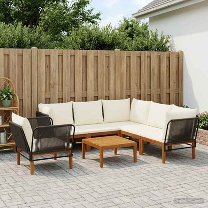 7 pcs Massivt akaciahus och rep Naturlig