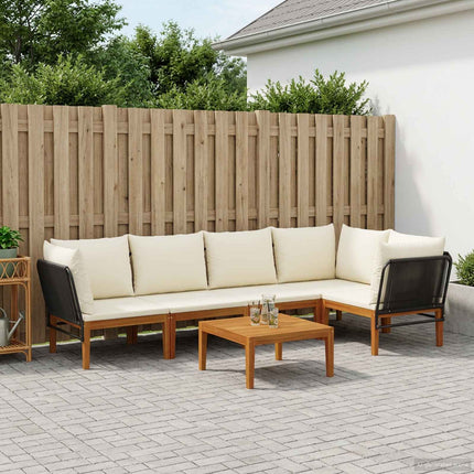 6 pcs Massivt akaciahus och rep Naturlig