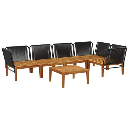 6 pcs Massivt akaciahus och rep Naturlig