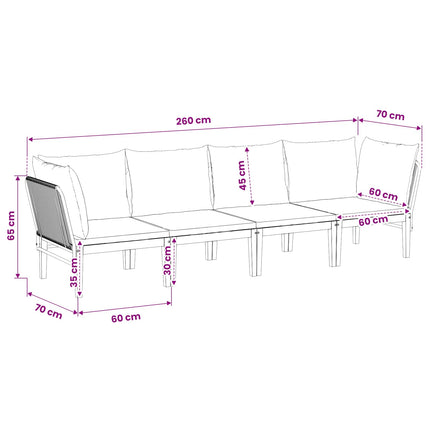 4 pcs Massivt akaciahus och rep Naturlig
