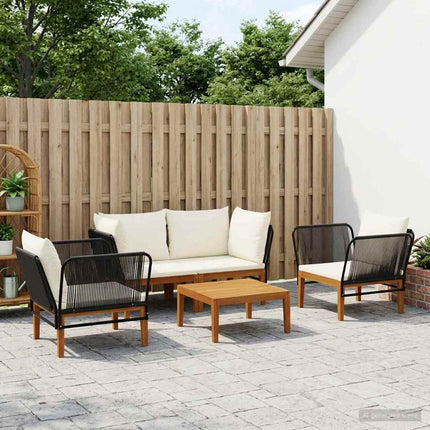 5 pcs Massivt akaciahus och rep Naturlig