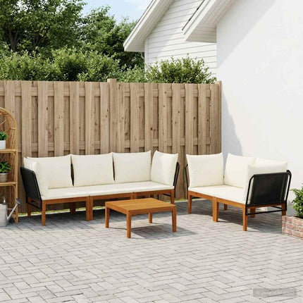 6 pcs Massivt akaciahus och rep Naturlig