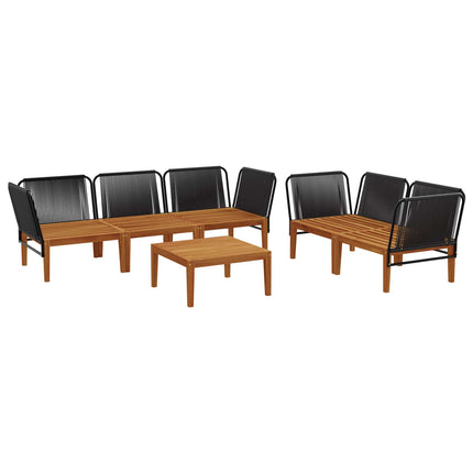 6 pcs Massivt akaciahus och rep Naturlig