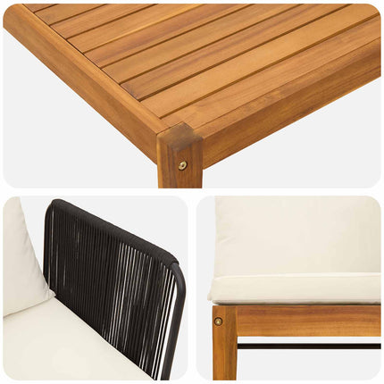 9 pcs Massivt akaciahus och rep Naturlig