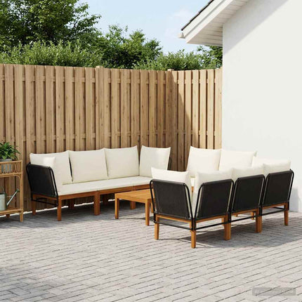 9 pcs Massivt akaciahus och rep Naturlig