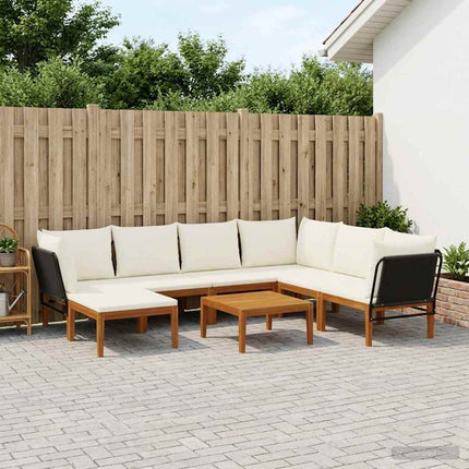 8 pcs Massivt akaciahus och rep Naturlig