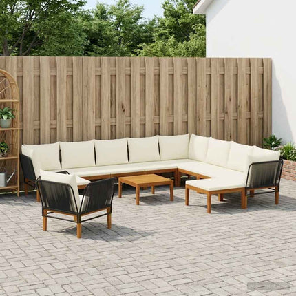 12 pcs Massivt akaciahus och rep Naturlig