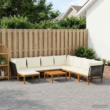9 pcs Massivt akaciahus och rep Naturlig