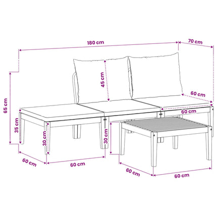 4 pcs Massivt akaciahus och rep Naturlig