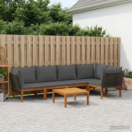 6 pcs Massivt akaciahus och rep Naturlig