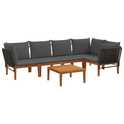6 pcs Massivt akaciahus och rep Naturlig