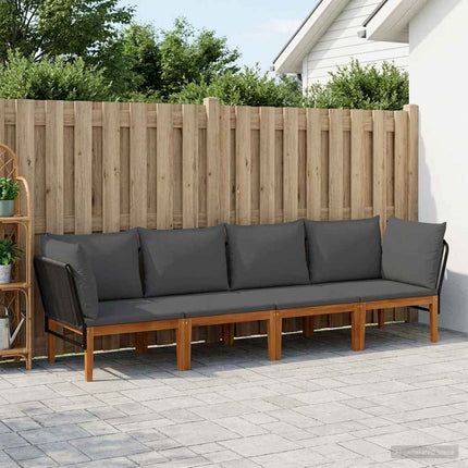 4 pcs Massivt akaciahus och rep Naturlig