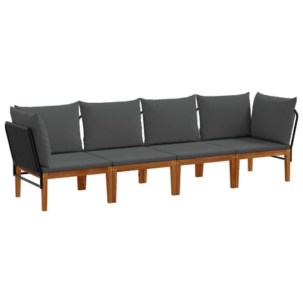 4 pcs Massivt akaciahus och rep Naturlig