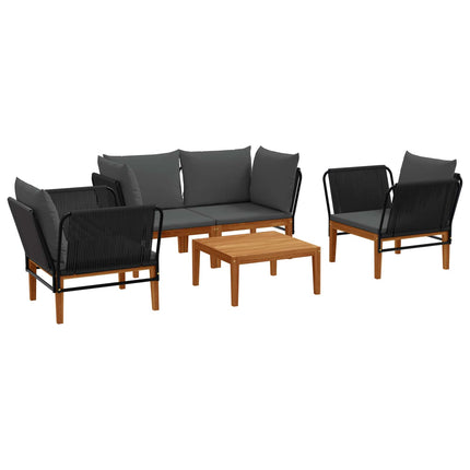 5 pcs Massivt akaciahus och rep Naturlig