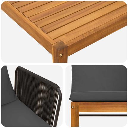 6 pcs Massivt akaciahus och rep Naturlig