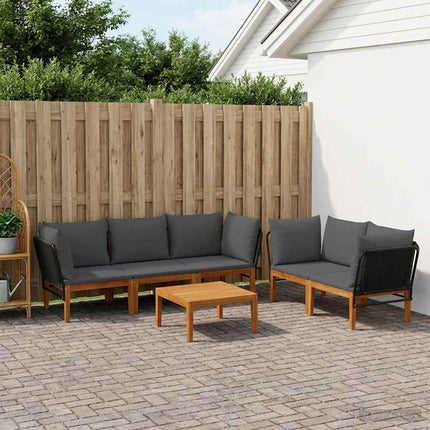 6 pcs Massivt akaciahus och rep Naturlig
