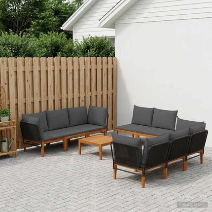 9 pcs Massivt akaciahus och rep Naturlig
