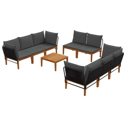 9 pcs Massivt akaciahus och rep Naturlig
