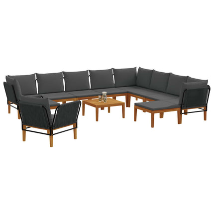 12 pcs Massivt akaciahus och rep Naturlig