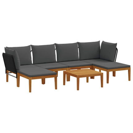 7 pcs Massivt akaciahus och rep Naturlig