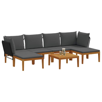 7 pcs Massivt akaciahus och rep Naturlig