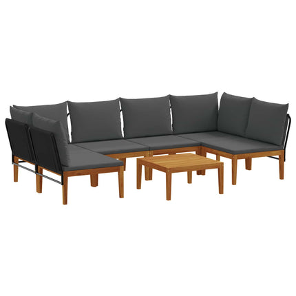 7 pcs Massivt akaciahus och rep Naturlig
